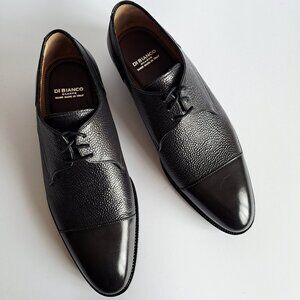 NEW Di Bianco Mens Black Leather Oxfords Derby Shoes Size 9